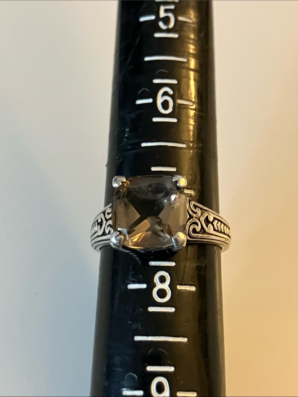 Sterling Silver Cushion Smoky Quartz Ring